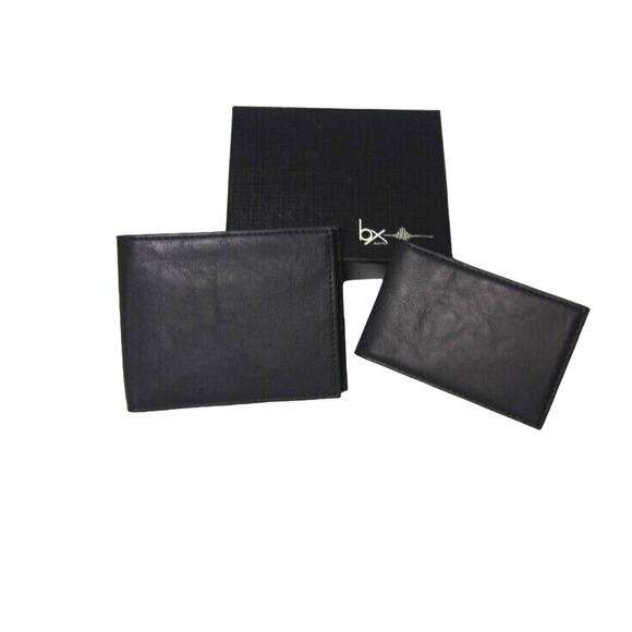 NEW Mens RFID Block BIFOLD WALLET + Removable PASSCASE Buxton Black Faux Leather - Picture 2 of 11